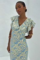 Thumbnail for Blue Jacquard Tilda Maxi Dress