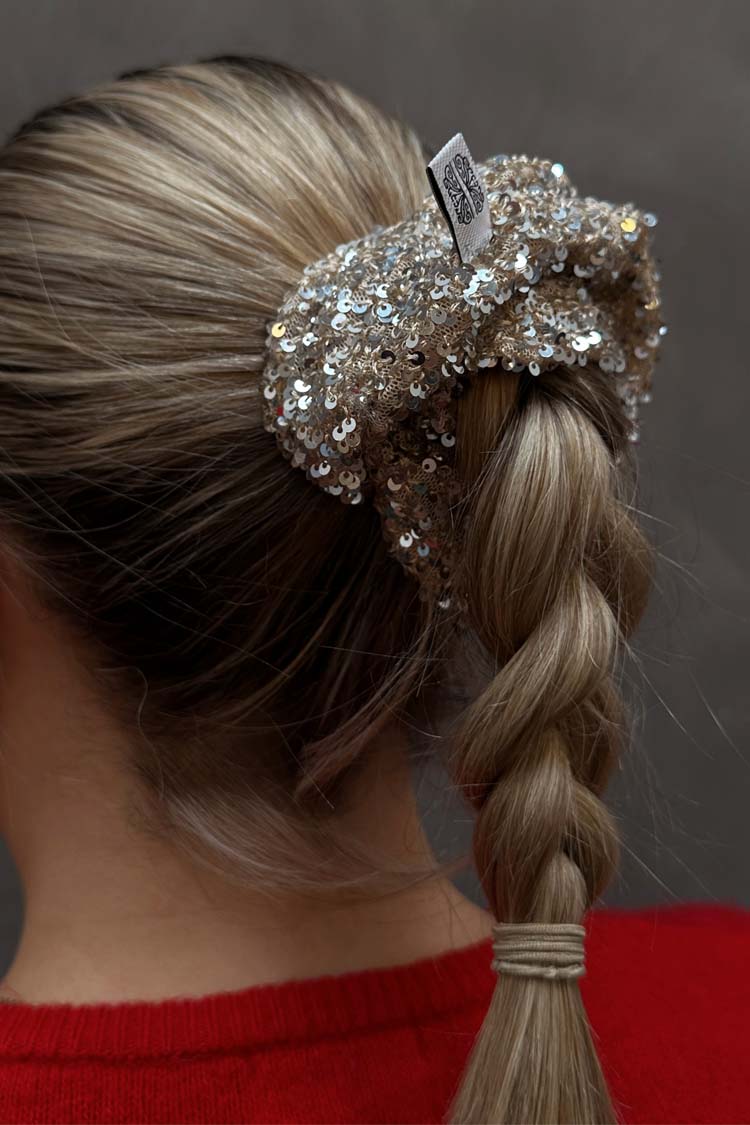 Silver Sequin Scrunchie