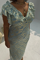 Thumbnail for Blue Jacquard Tilda Maxi Dress