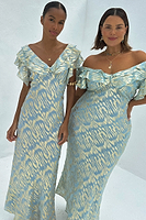 Thumbnail for Blue Jacquard Tilda Maxi Dress