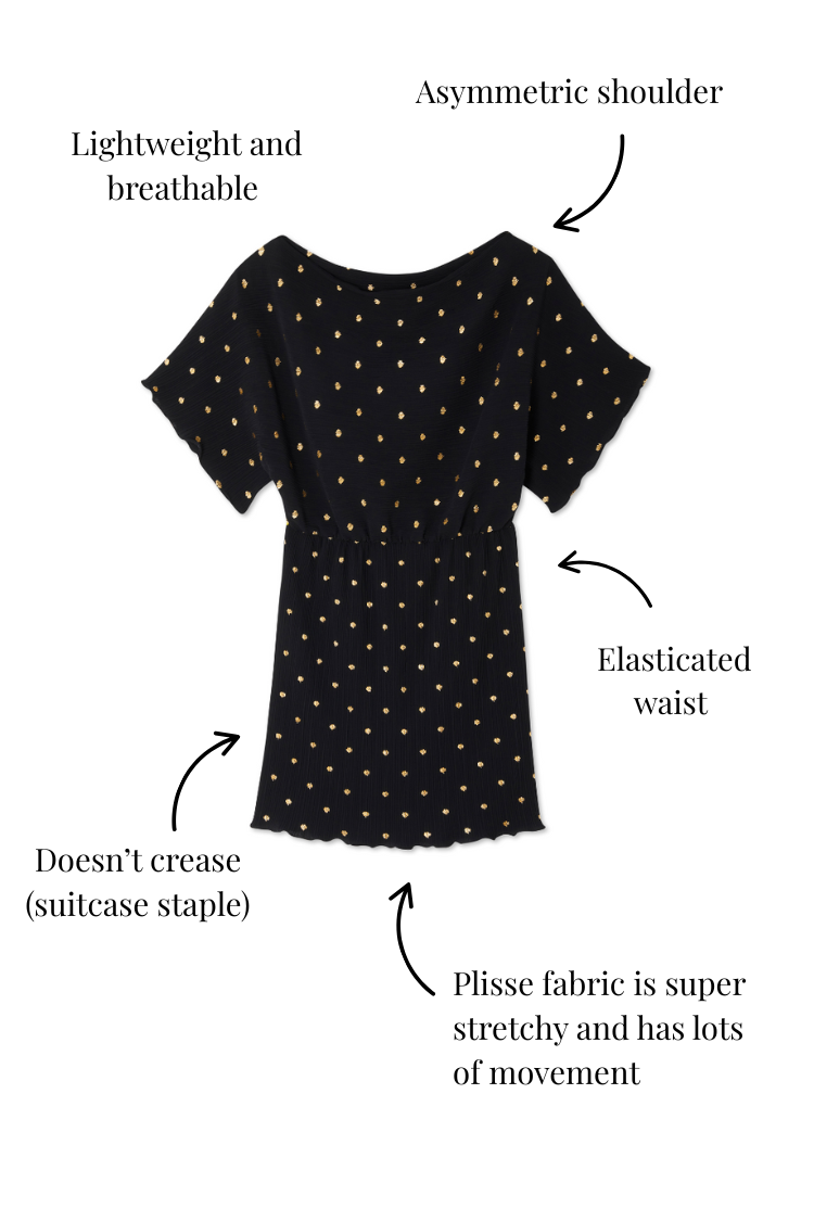 Black Plisse Mini Tilly Dress