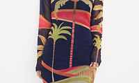 Thumbnail for Black Sunshine Palm T-Shirt Dress