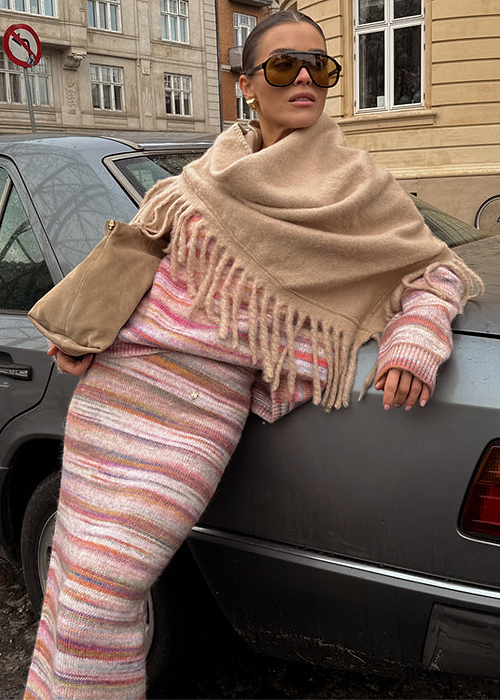 Multi Stripe Knit Skirt