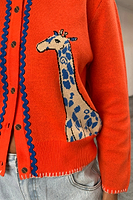 Thumbnail for caption_Model wears Orange Giraffe Knit Cardigan  in UK size 8/ US 4