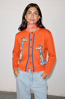 Thumbnail for caption_Model wears Orange Giraffe Knit Cardigan  in UK size 8/ US 4