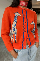 Thumbnail for caption_Model wears Orange Giraffe Knit Cardigan  in UK size 8/ US 4