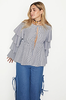 Thumbnail for caption_Model wears Stripe Houston Shirt in UK size 10/ US 6