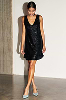 Thumbnail for model wearing Black Sequin Mini Ruby Dress