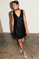 Thumbnail for model wearing Black Sequin Mini Ruby Dress