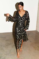 Thumbnail for caption_Model wears Black Star Jacquard Isabella Dress in UK 8 / US 4