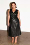 Black Vegan Leather Midi Wrap Dress