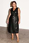 Black Vegan Leather Midi Wrap Dress