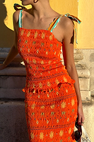 Thumbnail for Orange Sahara Shirred Francesca Top
