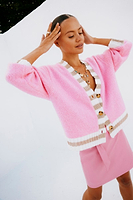 Thumbnail for caption_Model wears Pink Sadie Cardigan in size M