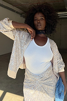 Thumbnail for Model wearing Sequin Bomber