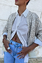 Silver Sequin Bomber Jacket