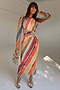 Sunset Stripe Mesh Midi Dress