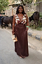Chocolate Beaded Allegra Dress