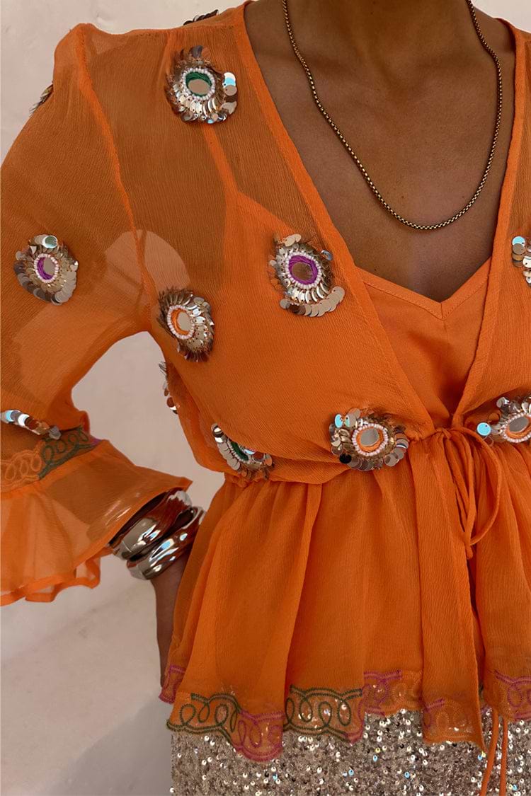 Apricot Embellished Top – Never Fully Dressed