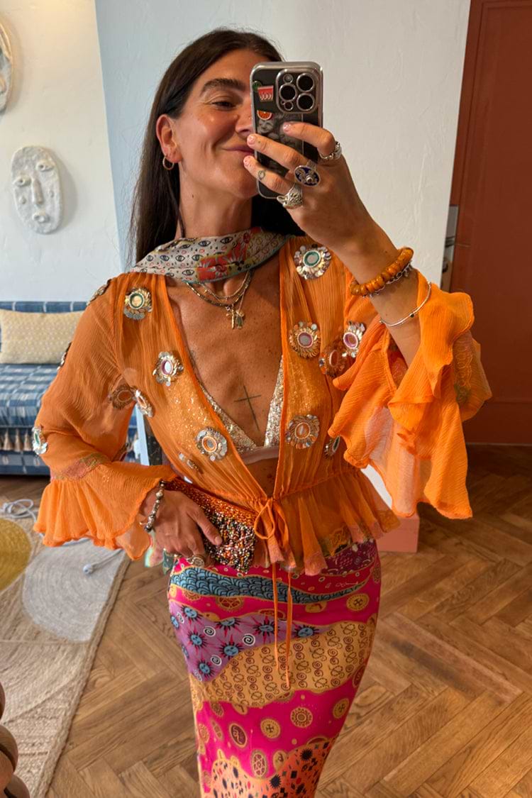 Apricot Embellished Top