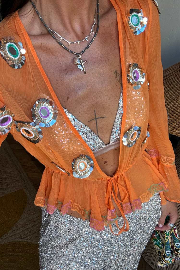 Apricot Embellished Top