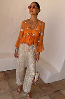 Thumbnail for Silver Sequin Naomi Trousers Petite