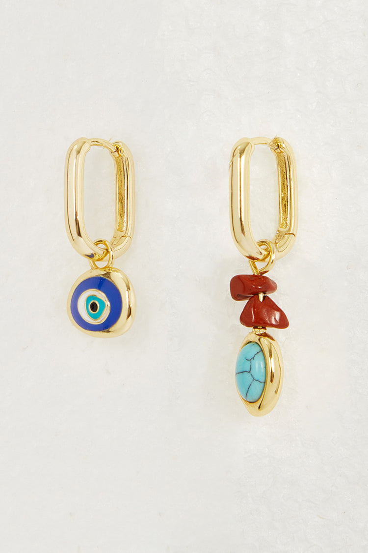 Gold Plated Balearic Turquoise Eye Earring