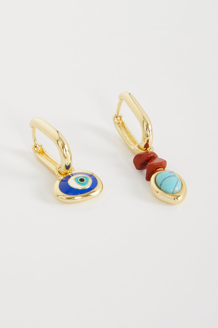 Gold Plated Balearic Turquoise Eye Earring