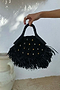 Black Crochet Shell Charm Mini Bag