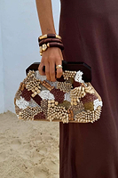 Thumbnail for Brown Beaded Clutch Bag