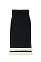 Black and Cream Fringe Straight Knit Skirt