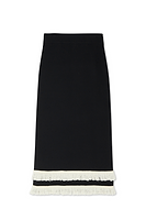 Thumbnail for Black and Cream Fringe Straight Knit Skirt