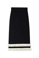 Thumbnail for Black and Cream Fringe Straight Knit Skirt