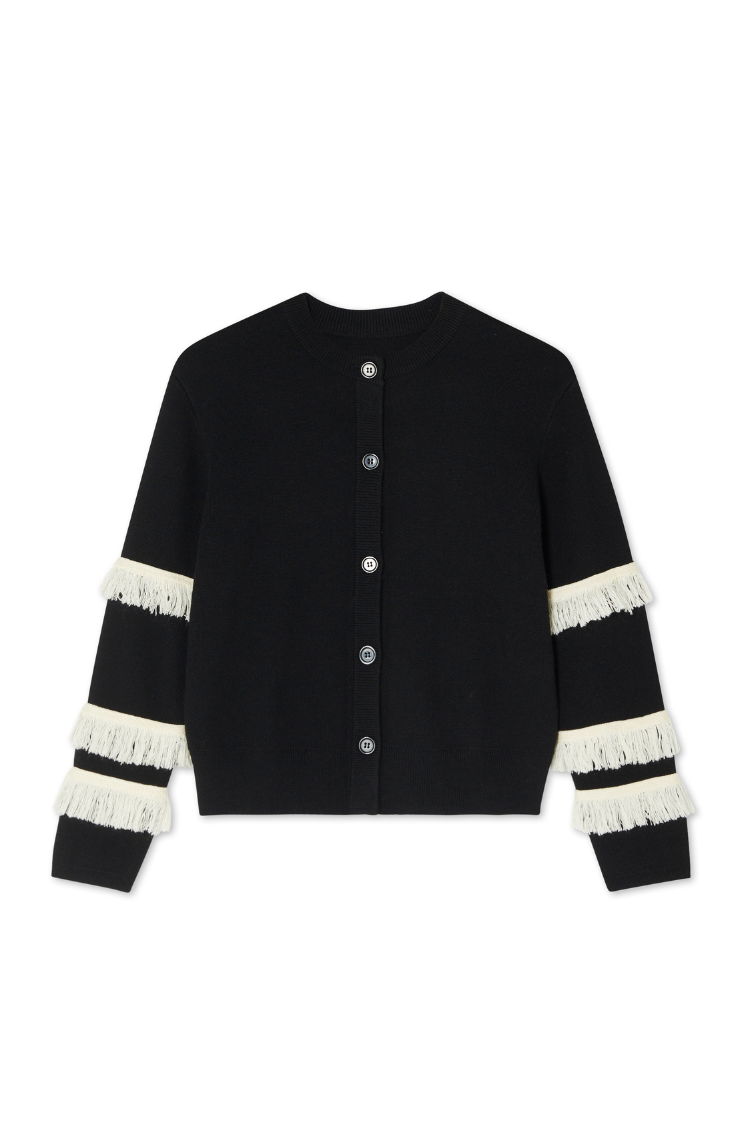 Black and Cream Fringe Holly Cardigan