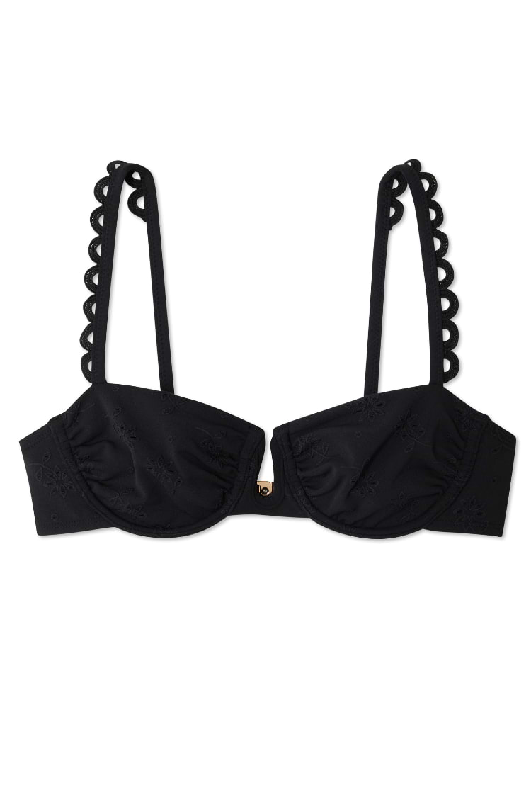 Broderie Black Bikini Top