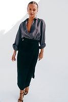 Thumbnail for caption_Model wears Black Denim Jaspre Skirt in UK size 8/ US 4