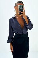 Thumbnail for caption_Model wears Black Denim Jaspre Skirt in UK size 8/ US 4