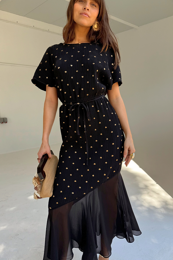 Black Plisse Fifi Dress