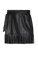 Thumbnail for Black Vegan Leather Mini Fringe Jaspre Skirt