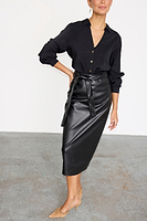 Thumbnail for Black Vegan Leather Jaspre Skirt Petite
