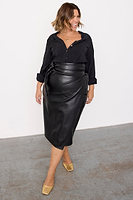 Thumbnail for Black Vegan Leather Jaspre Skirt Petite