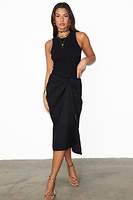 Thumbnail for caption_Model wears  Black Linen Jaspre Skirt in UK size 10/ US 6