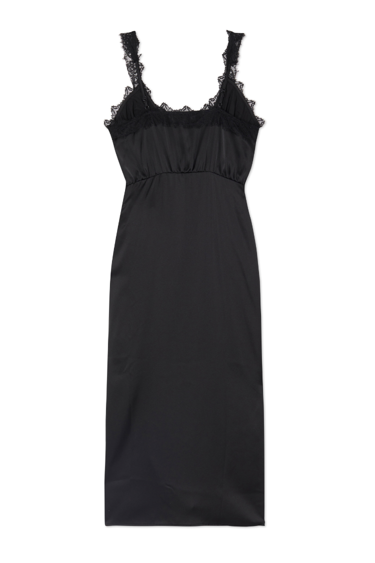 Black Meela Lace Trim Dress