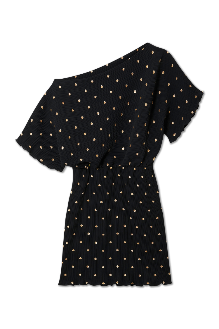 Black Plisse Mini Tilly Dress