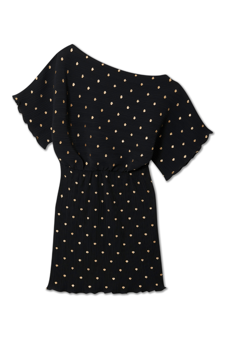 Black Plisse Mini Tilly Dress