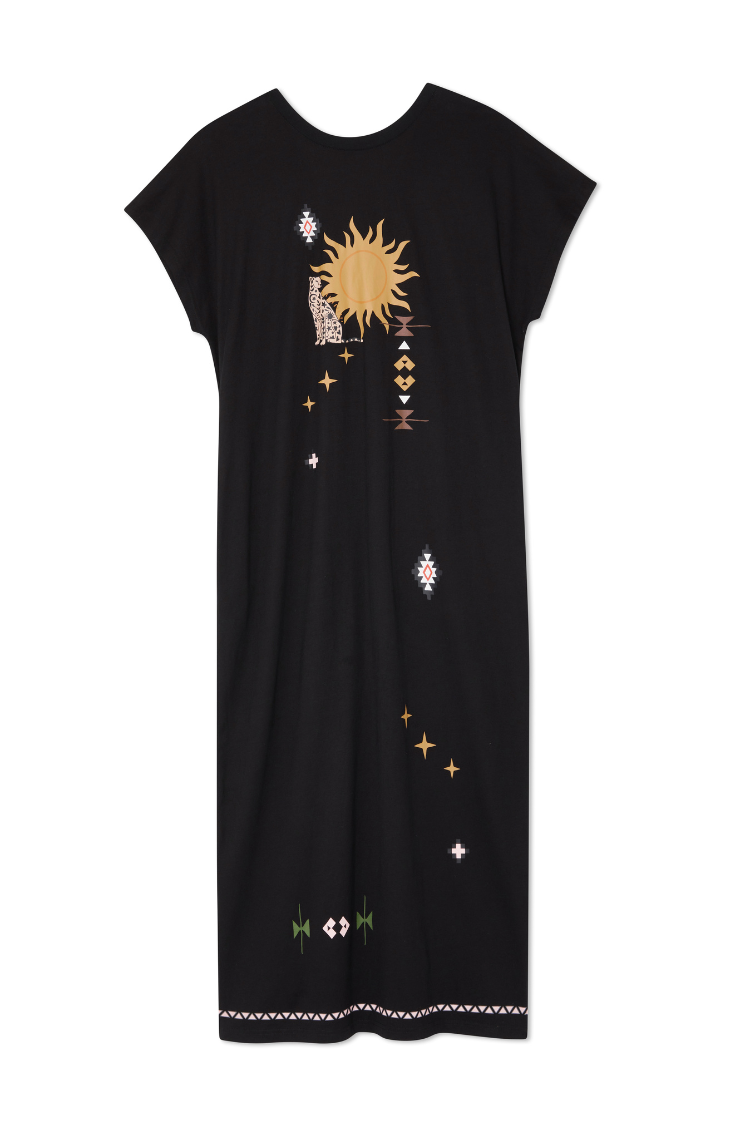 Black Sunshine Palm T-Shirt Dress