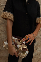 Thumbnail for caption_Model wears  Black Raffia Shirt in UK size 8/ US 4