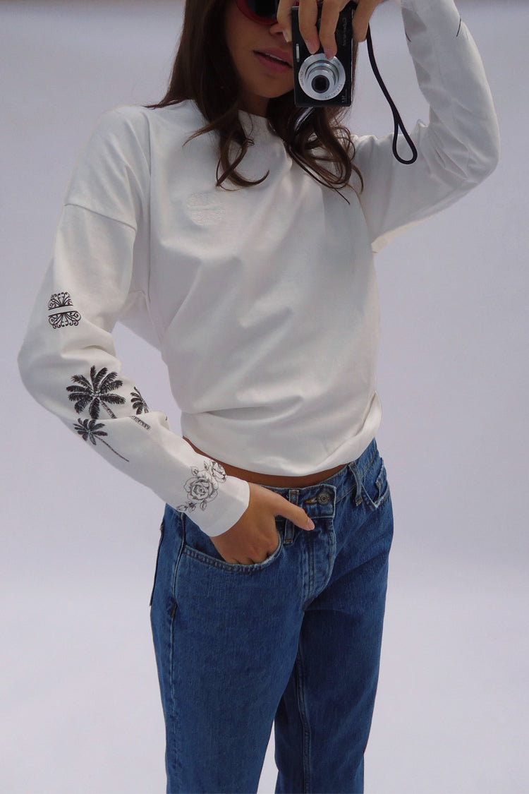 White Long Sleeve Tattoo T-Shirt