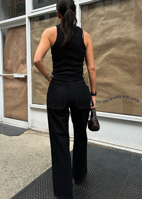 Black Scallop Detail Jeans