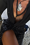 Black Sequin Jaspre Wrap Skirt